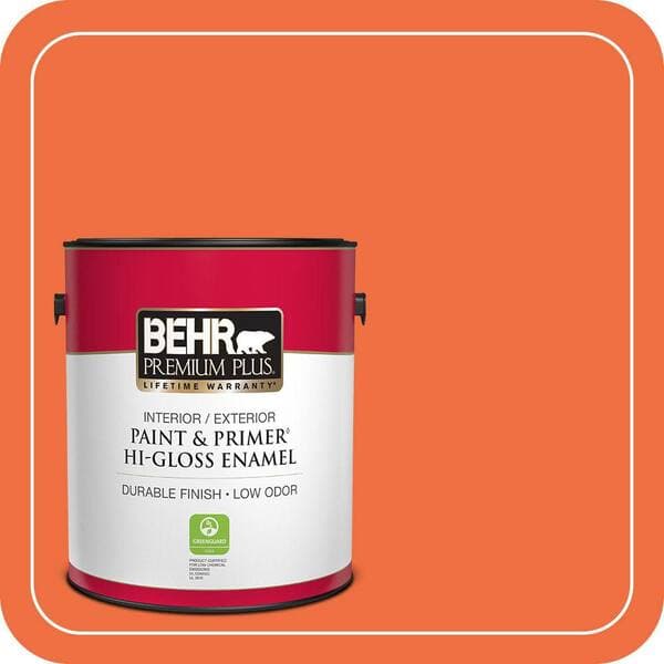 BEHR PREMIUM PLUS #210B-6 Aurora Orange Flat Interior/Exterior Paint & Primer Color Sample (3)