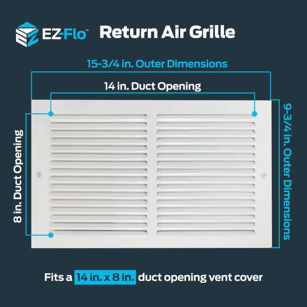 EZ-FLO 14 in. x 8 in. Steel Return Air Grille , White (2)