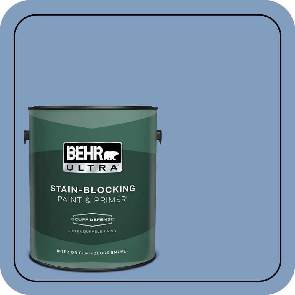 BEHR ULTRA 1 gal. #M530-4 Washed Denim Extra Durable Semi-Gloss Enamel Interior Paint & Primer