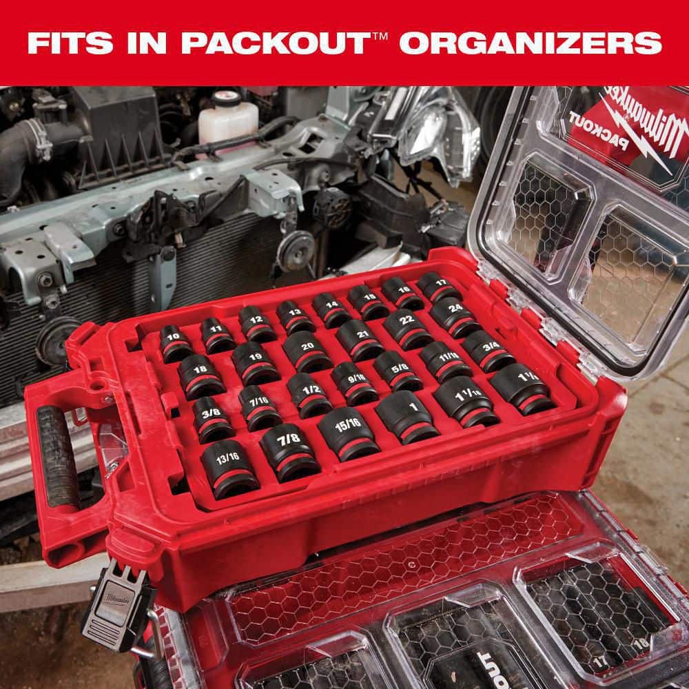 Milwaukee SHOCKWAVE Impact-Duty . Drive and Deep Well Impact PACKOUT Socket Set (2)
