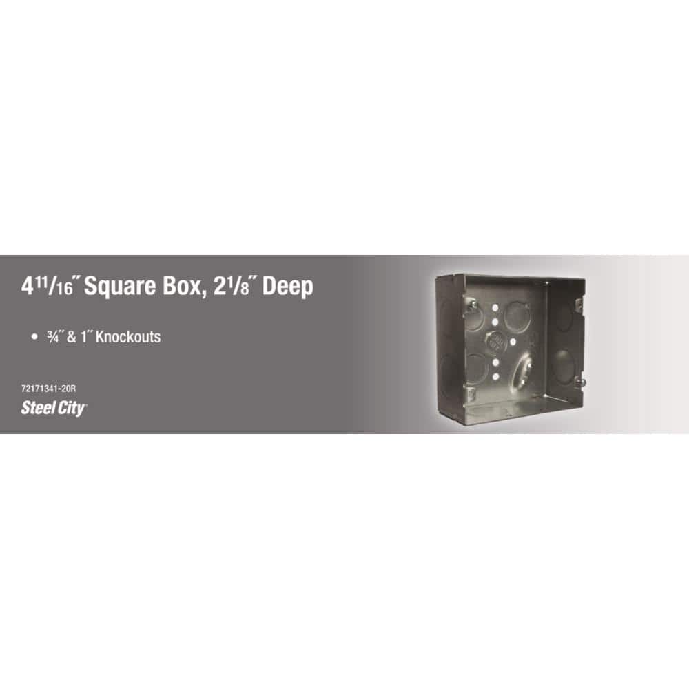 Steel City 4 in. 42 cu. in. 2-1/8 in. Deep Square Box (72171341-20R) (3)