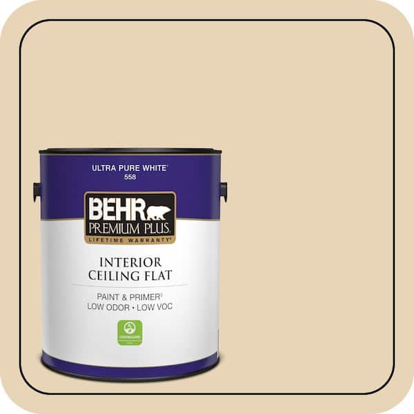 BEHR PREMIUM PLUS 1 gal. #PPU7-18 Sand Pearl Ceiling Flat Interior Paint & Primer (2)