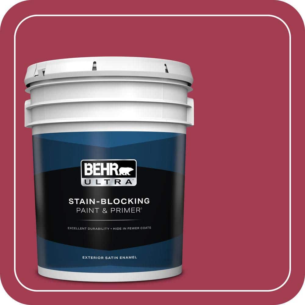 BEHR ULTRA 5 gal. #S-G-120 Strawberry Daiquiri Satin Enamel Exterior Paint & Primer