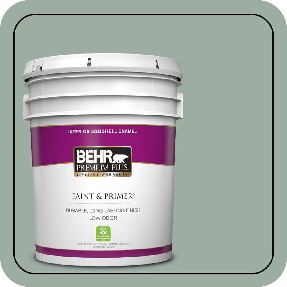 BEHR PREMIUM PLUS 5 gal. #N420-3 Misty Moss Eggshell Enamel Low Odor Interior Paint & Primer