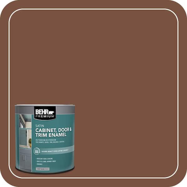 BEHR PREMIUM 1 qt. #S200-7 Earth Fired Red Satin Enamel Interior/Exterior Cabinet, Door & Trim Paint (2)