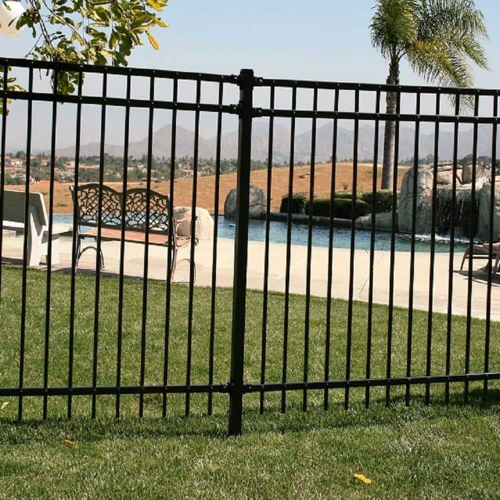 Unbranded 2 in. x 2 in. x 4.5 ft. Black Metal Fence Post with Post Cap (2)