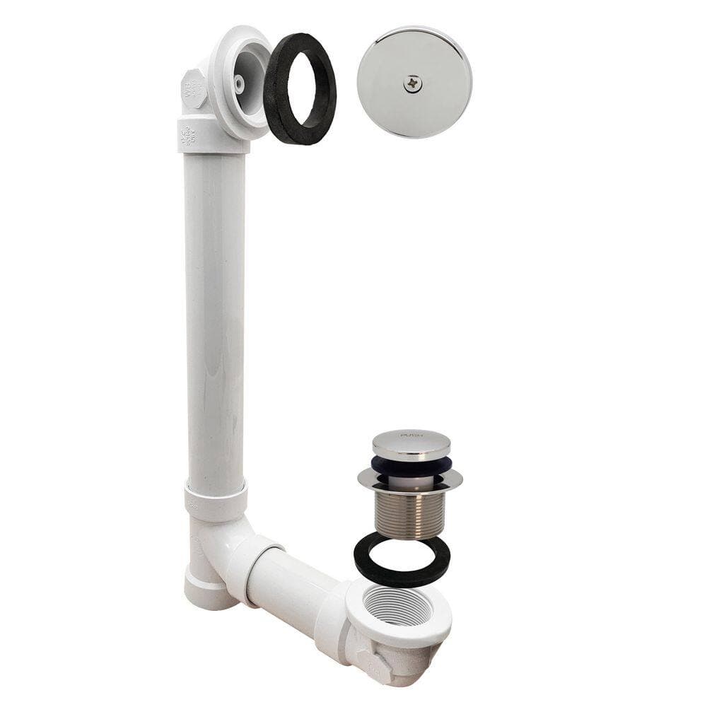 Westbrass 1-1/2 in. 12 in. Bath Waste & Overflow with One-Hole Faceplate and Tip-Toe Drain - Sch. 40 PVC (4)