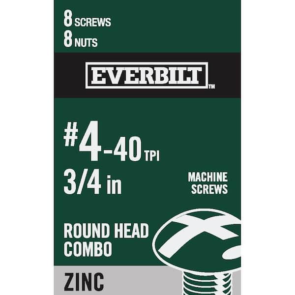 Everbilt #4-40 x 3/4 in. Zinc Plated Combo Round Head Machine Screw (8-Pack) (2)