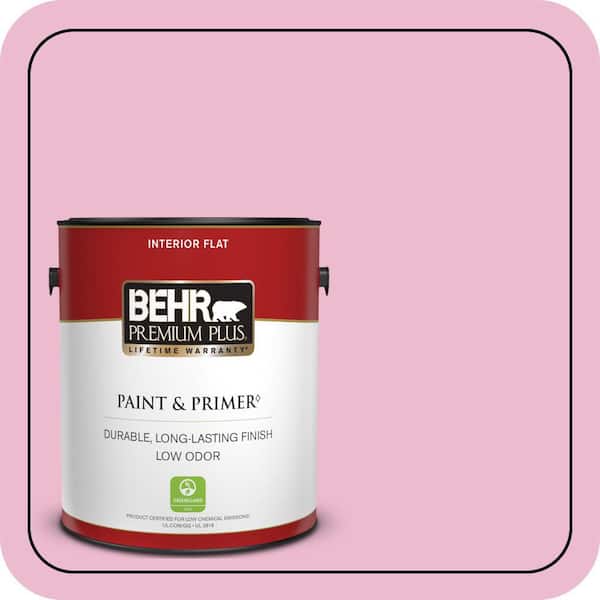 BEHR PREMIUM PLUS 1 gal. #P130-2A Dainty Pink Flat Low Odor Interior Paint & Primer (2)