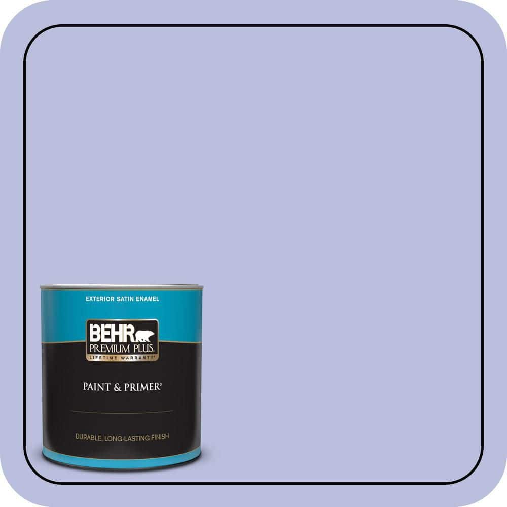 BEHR PREMIUM PLUS 1 qt. #620A-3 Rhapsody Lilac Satin Enamel Exterior Paint & Primer