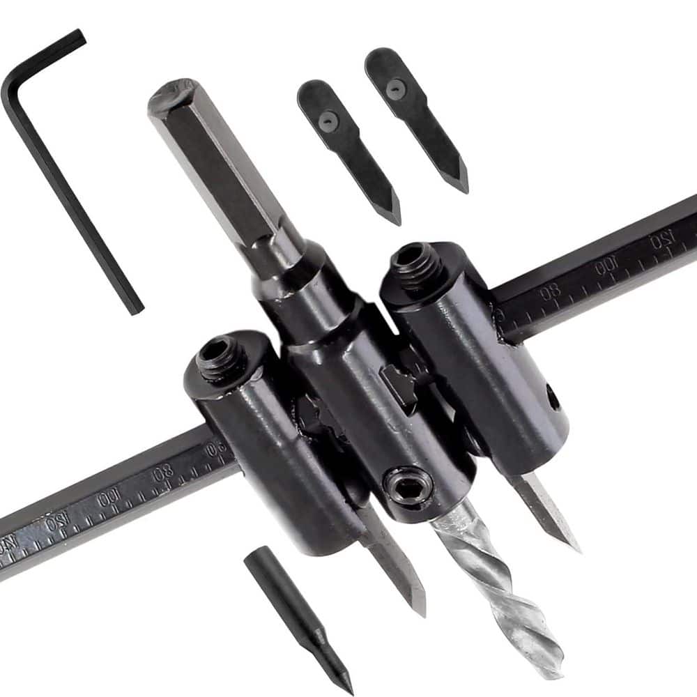 Unbranded Adjustable Hole Saw 1-3/16 to 7-7/8 Heavy Duty Circle Cutter Drill Bit for Wood and Drywall Round Cutting DIY Tool Black (3)