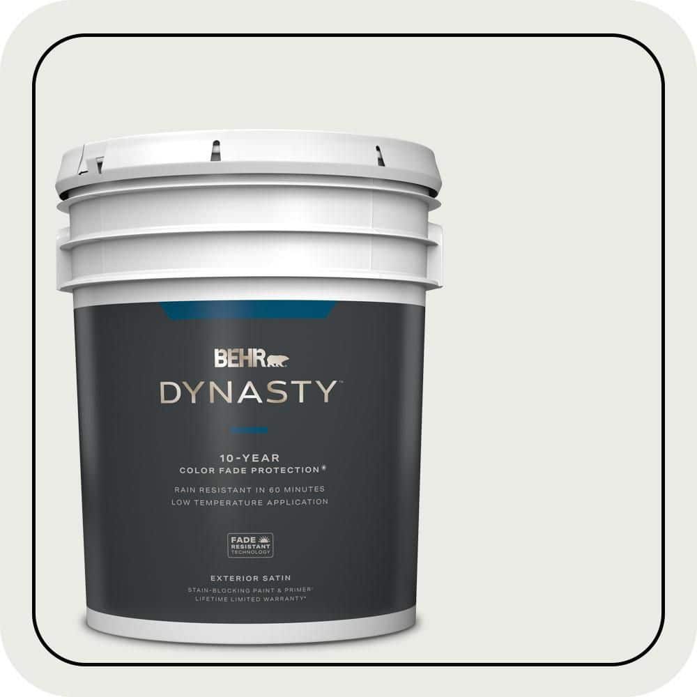 BEHR DYNASTY 5 gal. #52 White Satin Enamel Exterior Stain-Blocking Paint & Primer