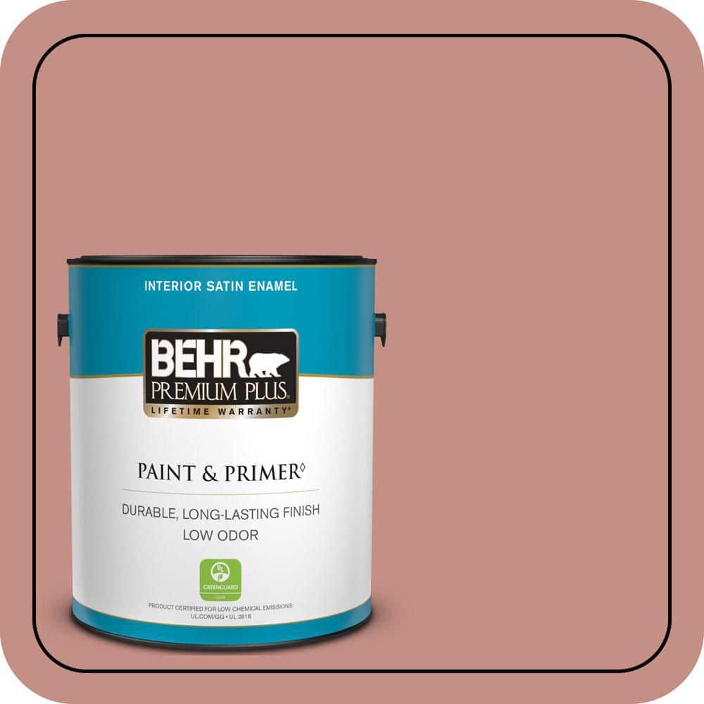 BEHR PREMIUM PLUS 1 gal. #S160-4 Portuguese Dawn Satin Enamel Low Odor Interior Paint & Primer