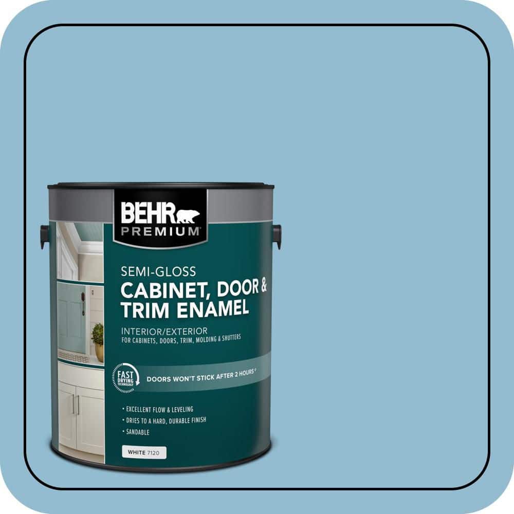 BEHR PREMIUM 1 gal. #S490-3 Reef Blue Semi-Gloss Enamel Interior/Exterior Cabinet, Door & Trim Paint (1)