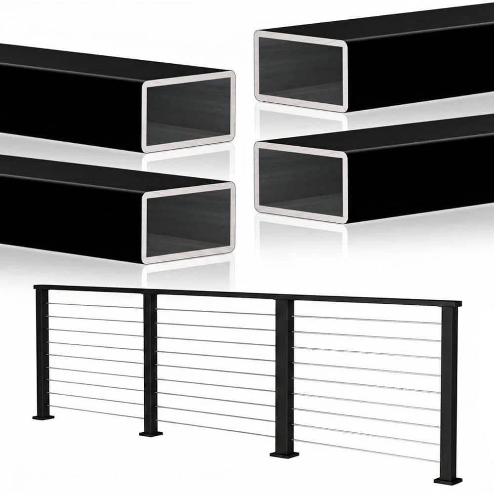 Unbranded 10 ft. Aluminum Handrail for Cable Railing System Black AAMA 2604 Finish 2.8 mm. Thick 4-Pack (1)