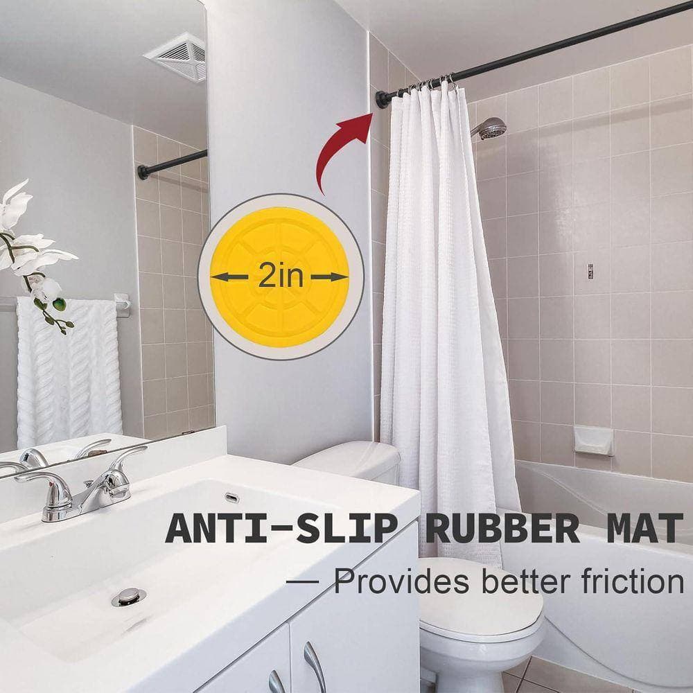 JFVKAF Adjustable Shower Curtain Rod 16.90 in. L x 2.80 in. W Black Non-Slip Tension Rod Anti-Rust for Bathroom (3)