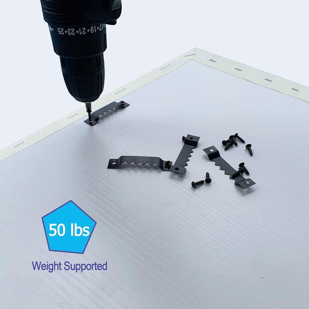 Adrinfly Heavy Duty Sawtooth Picture Hangers with Screws 50-Supports 50 lbs. for Canvas Photos Frames Clocks Artwork 1-Pack Black (3)