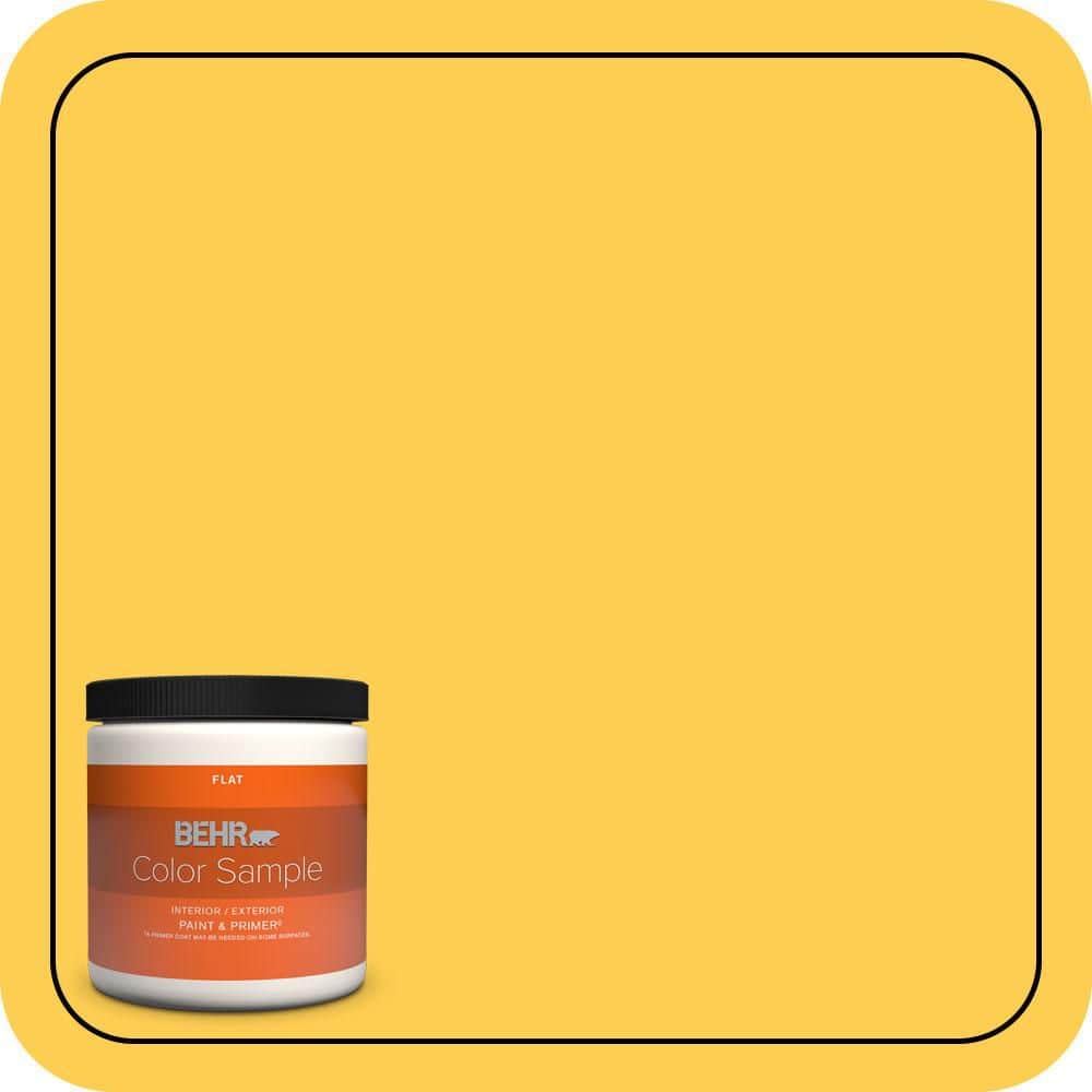 BEHR PREMIUM PLUS #330B-6 Lemon Sorbet Flat Interior/Exterior Paint & Primer Color Sample (1)