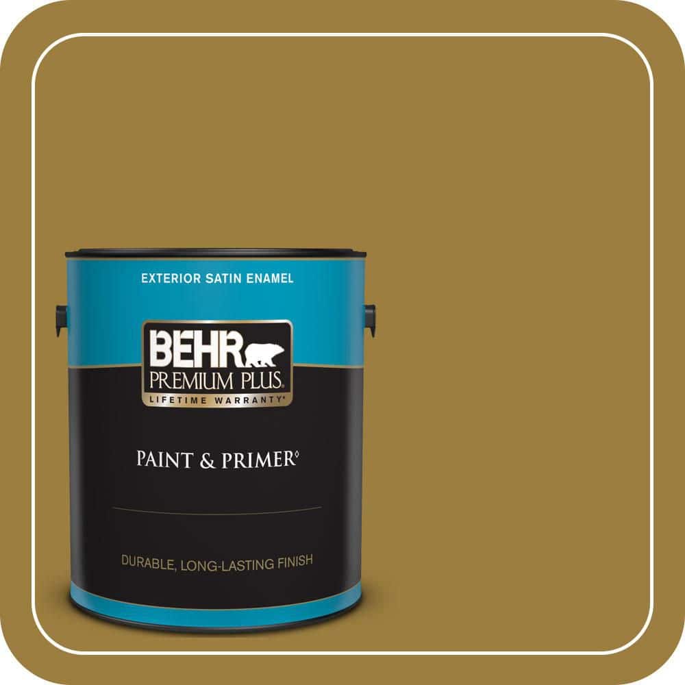 BEHR PREMIUM PLUS 1 gal. #S-H-380 Burnished Bronze Satin Enamel Exterior Paint & Primer