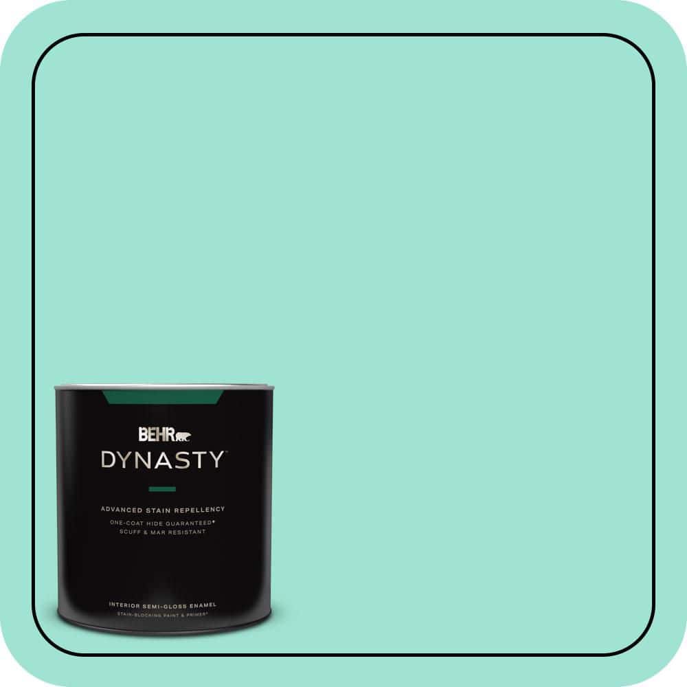 BEHR DYNASTY 1 qt. #P430-2 Aqua Wish Semi-Gloss Enamel Interior Stain-Blocking Paint & Primer