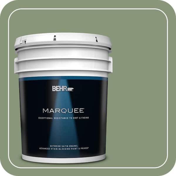 BEHR MARQUEE 5 gal. #S390-5 Laurel Tree Satin Enamel Exterior Paint & Primer (2)