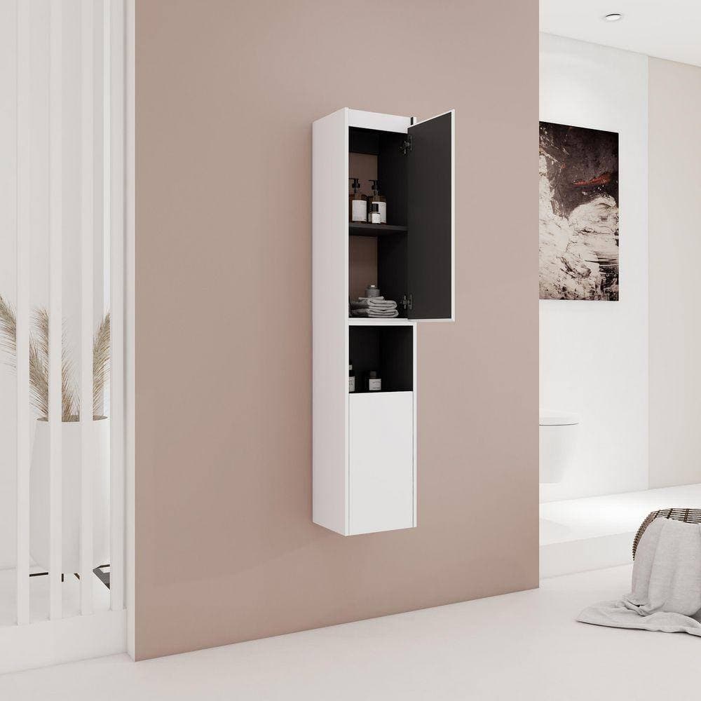 UPIKER Modern 11.81 in. W x 9.81 in. D x 59 in. H Bathroom Storage Wall Cabinet in White (2)