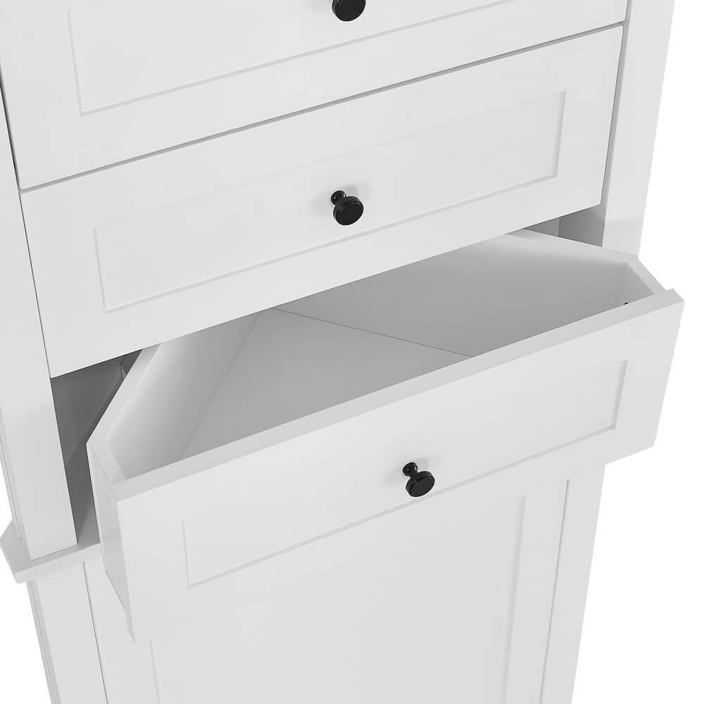Timussi 23 in. W x 13 in. D x 69 in. H White MDF Linen Cabinet with 3-Drawers and Adjustable Shelves in White (2)