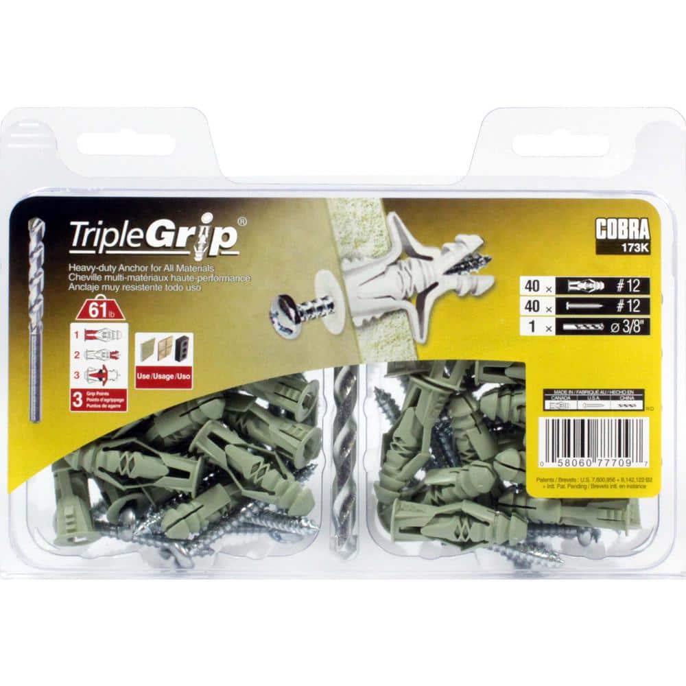 Cobra Anchors #12 Green Anchors with Screws (40-Pack) (2)