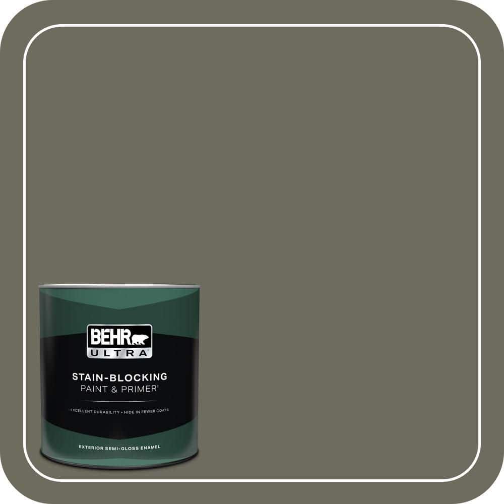 BEHR ULTRA 1 qt. #N370-6 Gladiator Gray Semi-Gloss Enamel Exterior Paint & Primer