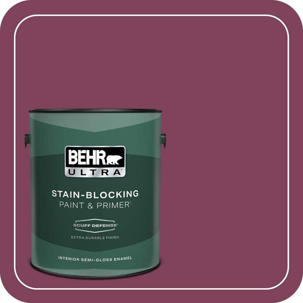 BEHR PREMIUM PLUS 1 gal. Home Decorators Collection #HDC-WR14-12 Cheerful Wine Semi-Gloss Enamel Low Odor Interior Paint & Primer (1)