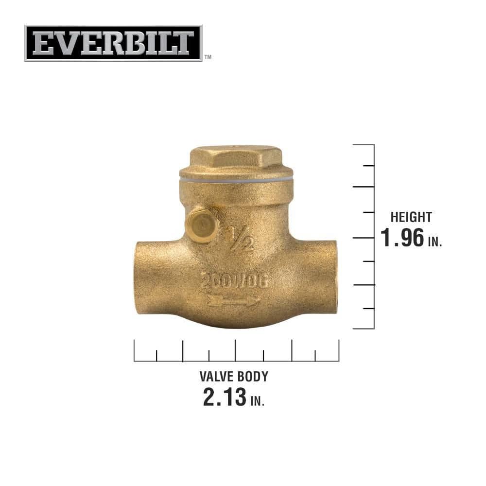 Everbilt 1/2 in. Brass Sweat x Sweat Solder Swing Check Valve (4)
