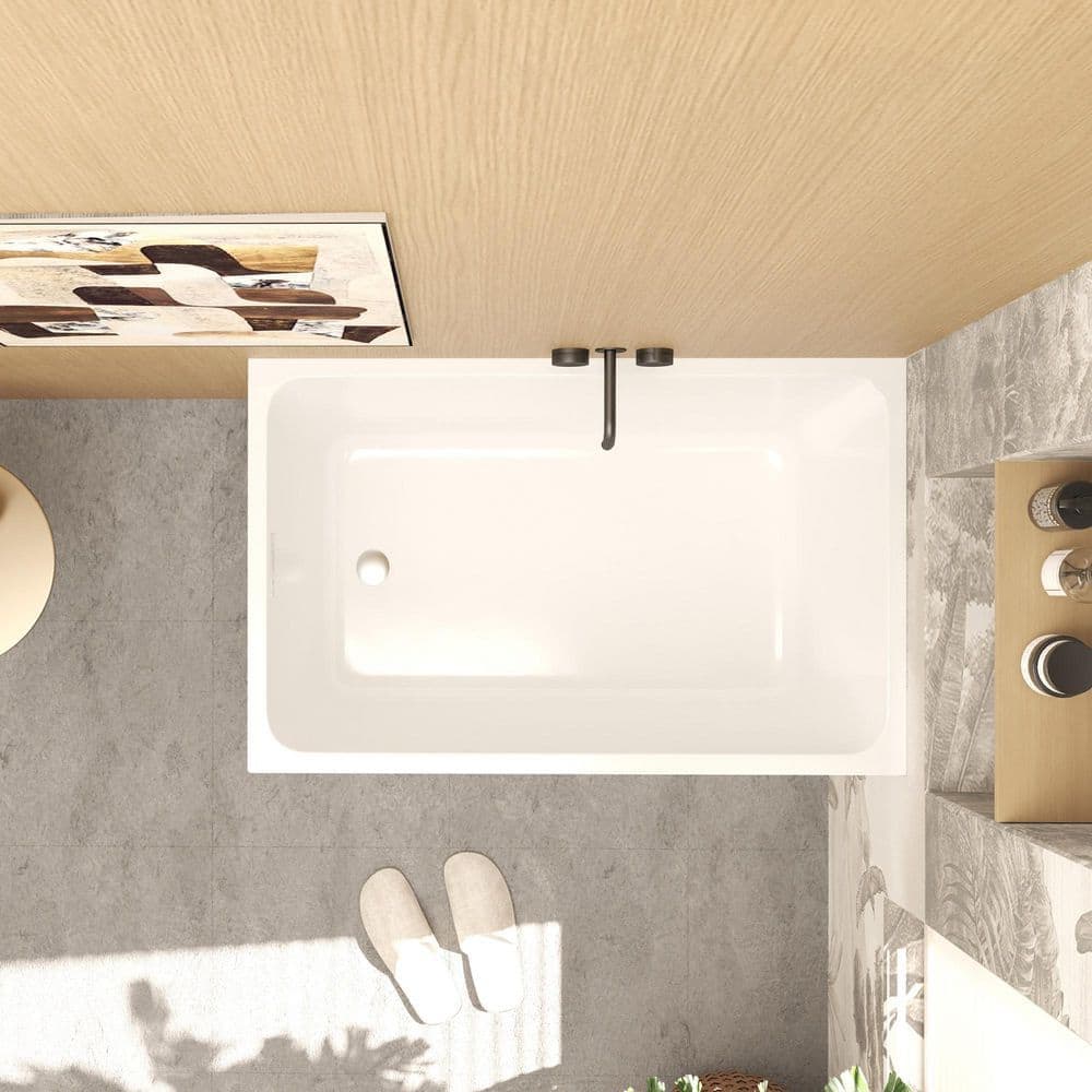 Boosicavelly 43.3 in. x 27.6 in. Soaking Bathtub with Drain in Gloss White (3)