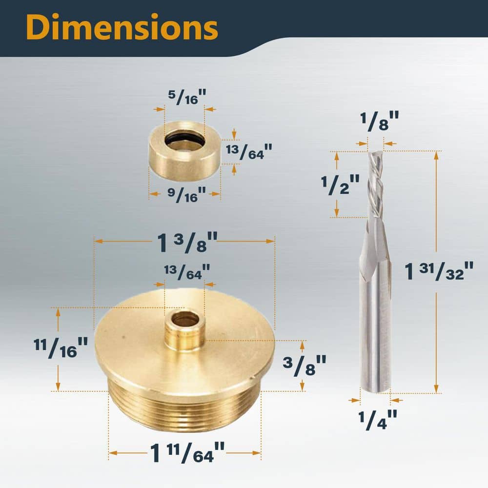 ‎POWERTEC Router Inlay Kit for 1/4 in. Template, Solid Brass Router Bushing Guide Set w/ 2-Piece 1/8 in. Downcut Spiral Bit (3)