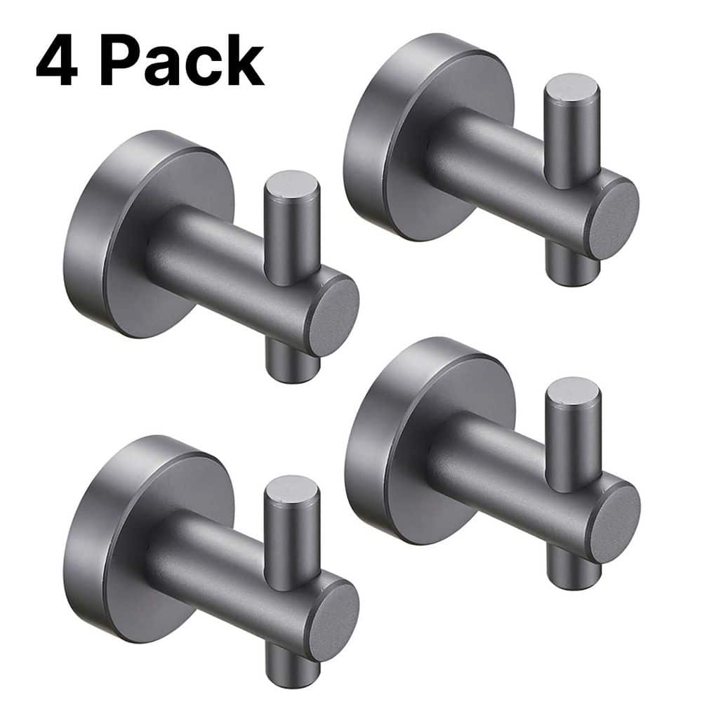 Tenleaf Round Base Bathroom Knob Robe/Towel Hook Wall Hook in Gray, Anti-corrosion and Waterproof (4-Pack) (1)