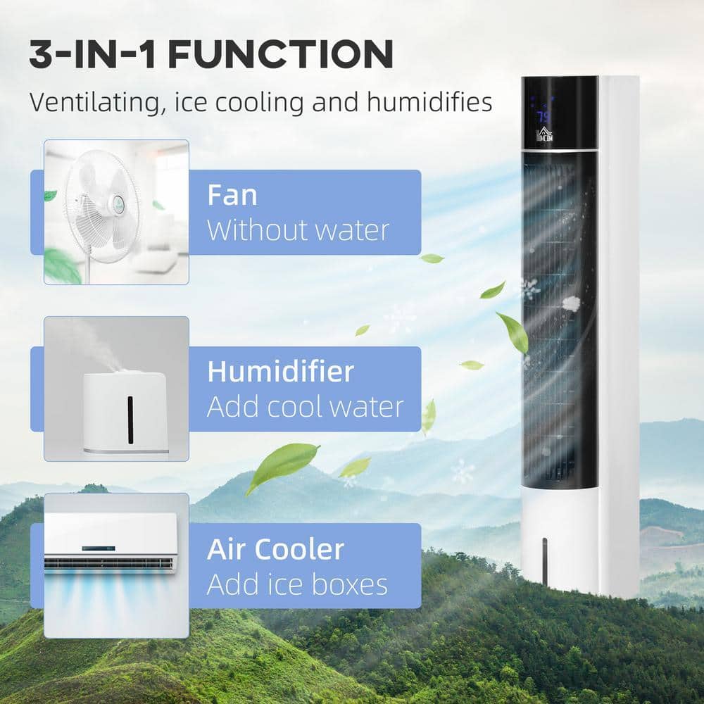 Lukvuzo 3-Spd Portable Evaporative Cooler for 215 sq. ft. 3in1 Ice Cooling with Humidifier Unit with Remote 0.8 gal Water Tank (3)