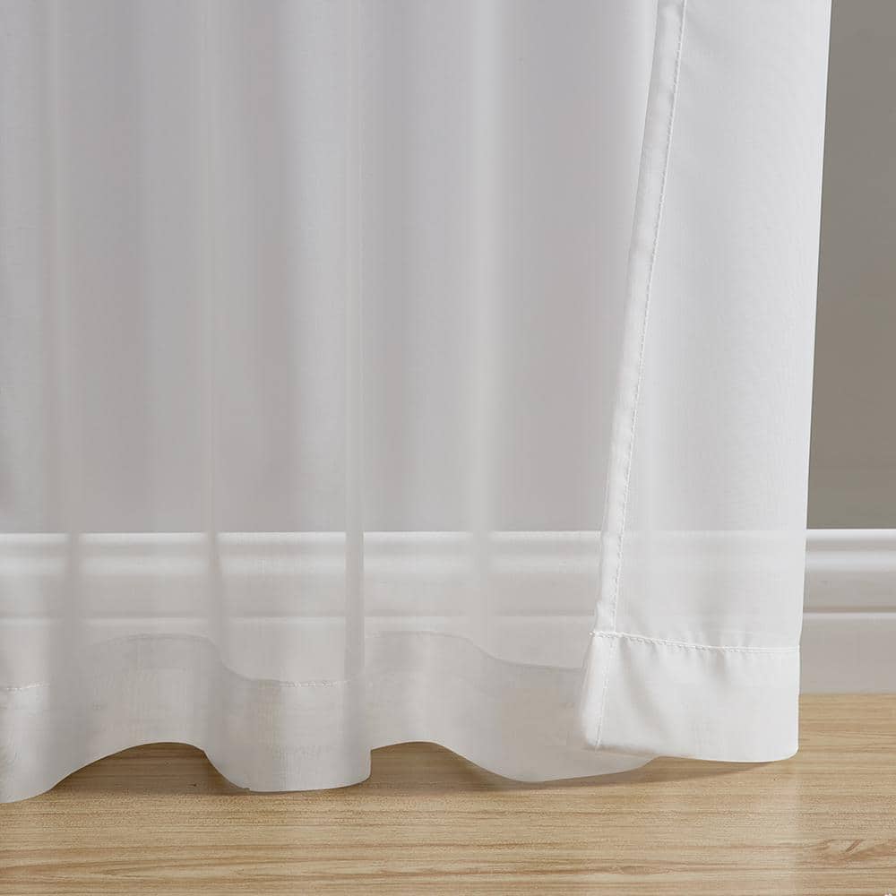 LiGHTSOUT with EnerShield Technology Voile White 38 in. W x 95 in. L Sheer Rod Pocket Curtain Pair (Set of 2) (4)
