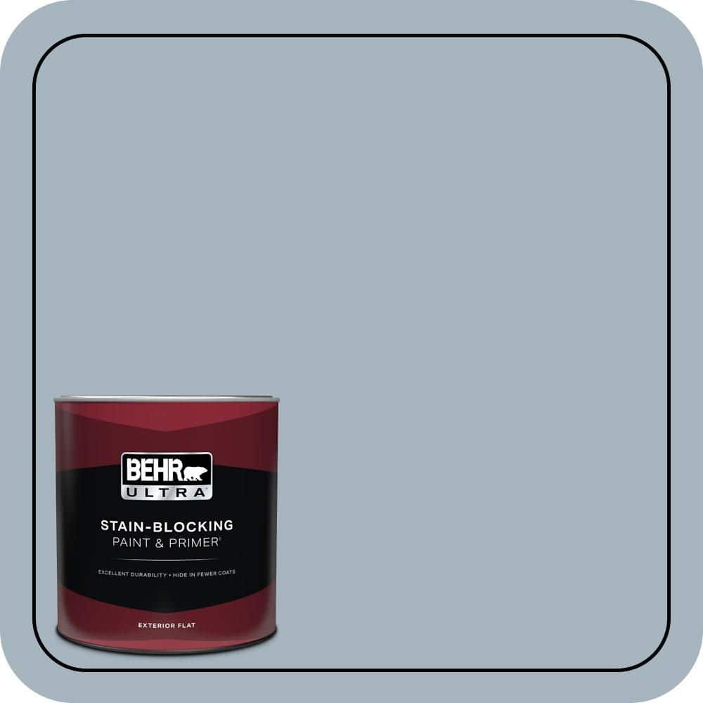 BEHR ULTRA 1 qt. #N480-3 Shadow Blue Flat Exterior Paint & Primer