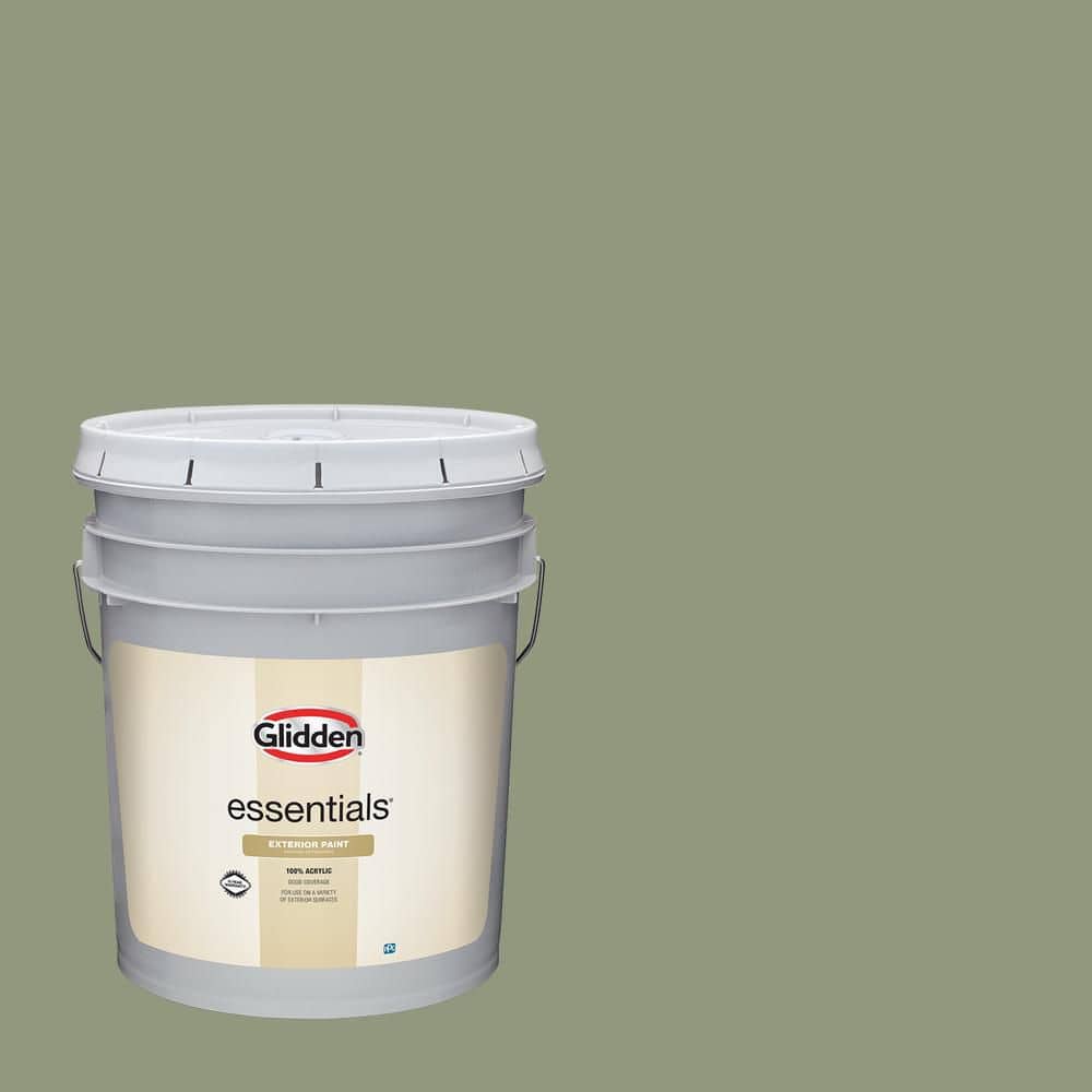 Glidden Essentials 5 gal. PPG1124-5 Cavern Moss Flat Exterior Paint