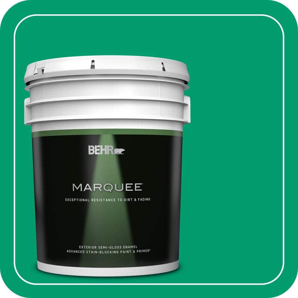 BEHR MARQUEE 5 gal. #S-G-460 Mint Sprig Semi-Gloss Enamel Exterior Paint & Primer