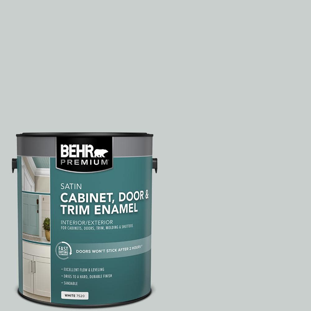 BEHR PREMIUM 1 gal. #720E-2 Light French Gray Satin Enamel Interior/Exterior Cabinet, Door & Trim Paint (1)