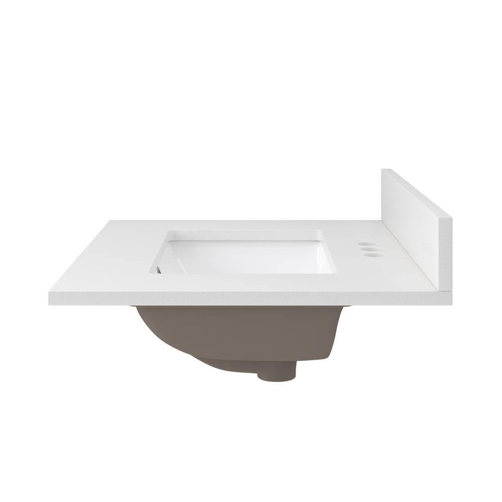 CRAFT + MAIN 25 in. W 22 in. D .75 in . H Engineered Quartz White Rectangular Single Sink Bath Vanity Top (2)