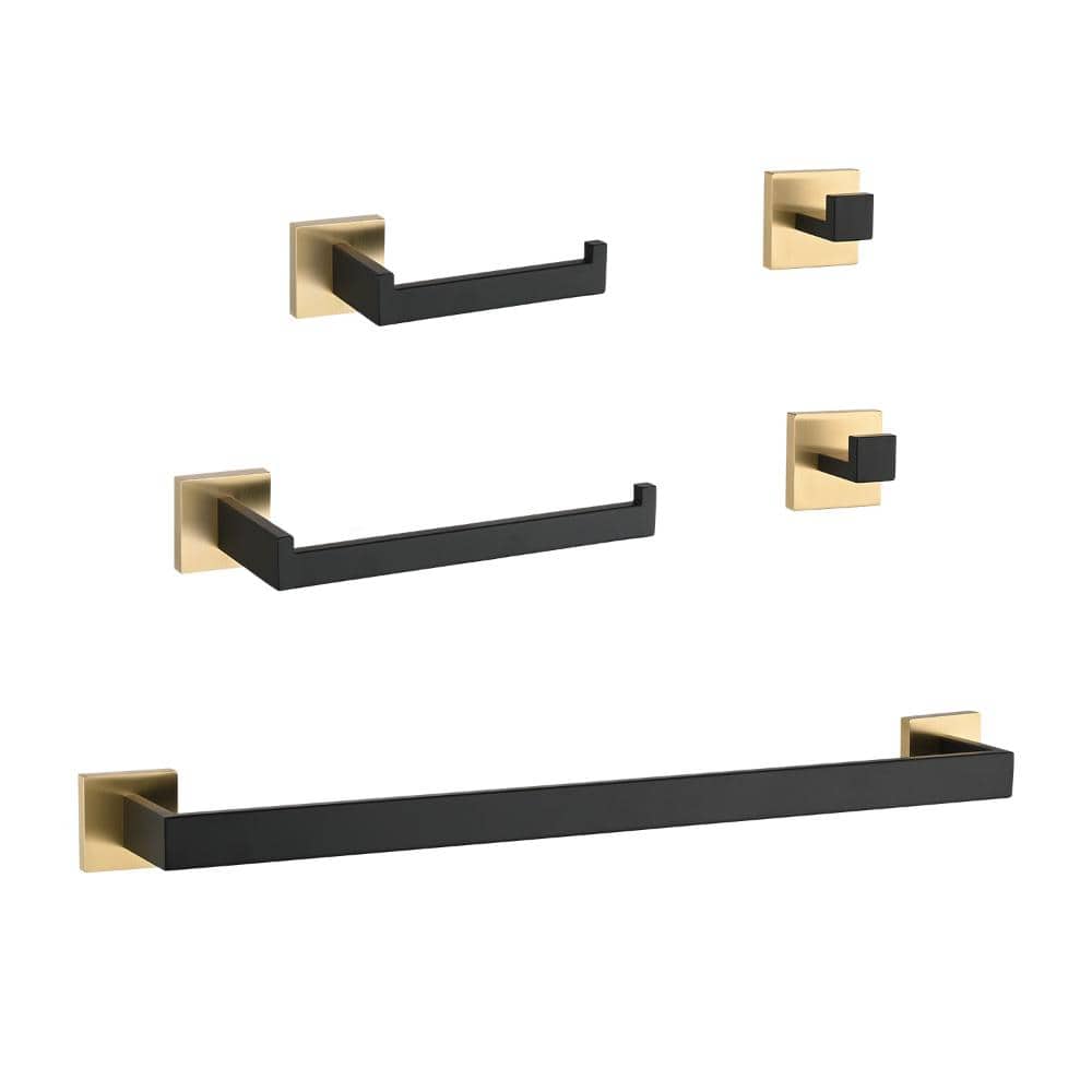 Flynama 5-Piece Wall Mount Stainless Steel Bathroom Hardware Accessory Set (1)
