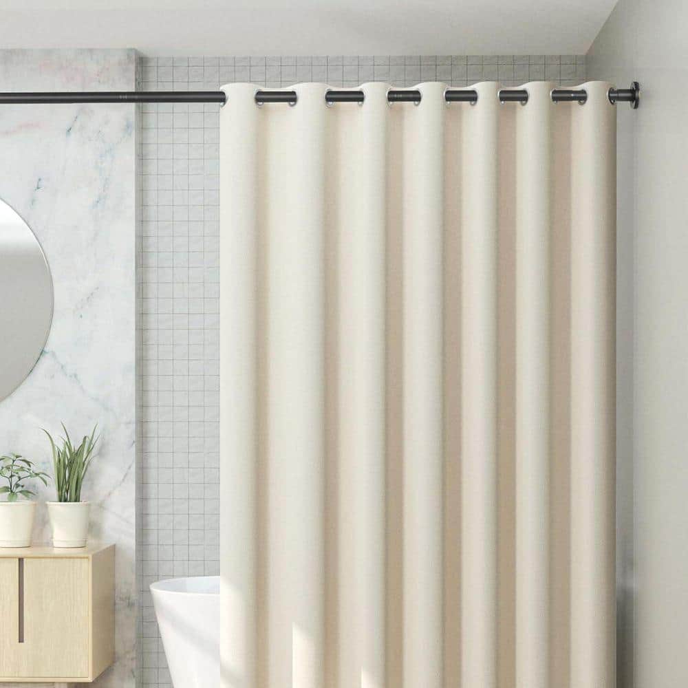 JFVKAF Adjustable Black Shower Curtain Rod 17 in. L x 3.30 in. W Stainless Steel Telescoping No Rust Easy Install (2)