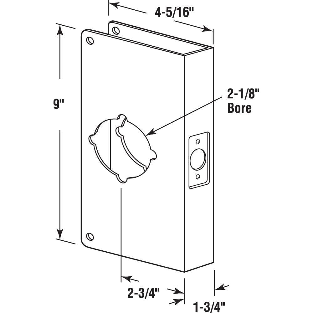 Prime-Line Lock and Door Reinforcer, 2-1/8 in. x 2-3/4 in. x 1-3/4 in., Brass (2)