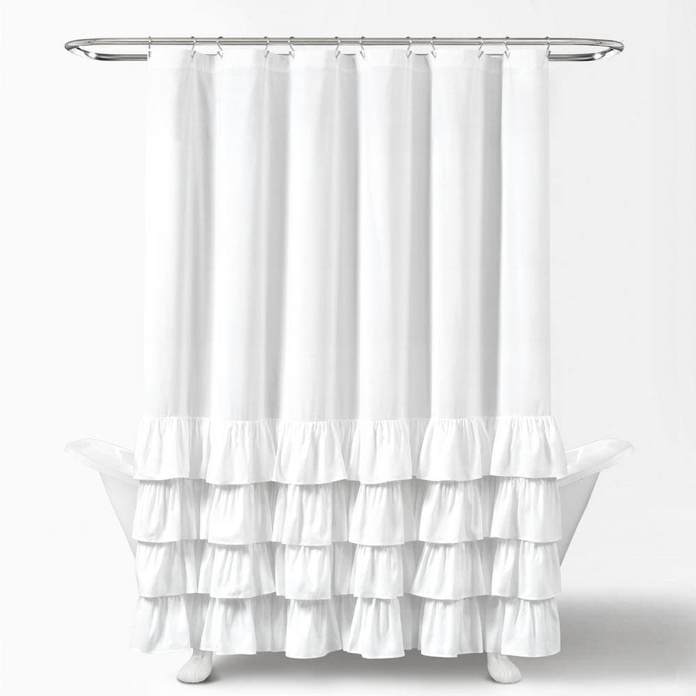 Lush Decor 72 in. x 72 in. Allison Ruffle Shower Curtain White Single (1)