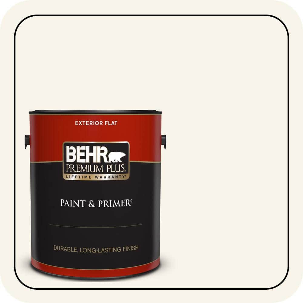 BEHR PREMIUM PLUS 1 gal. Designer Collection #DC-005 Natural White Flat Exterior Paint & Primer