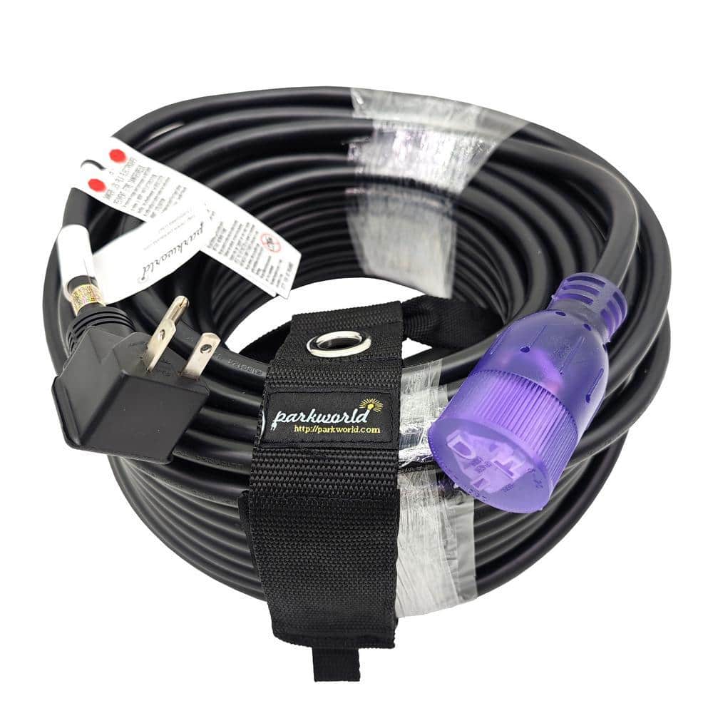 parkworld 100 ft. 12/3 20 Amp 250-Volt 3-Prong Indoor/Outdoor NEMA 6-20 Extension Cord with Lighted End, Black, UL Listed (1)