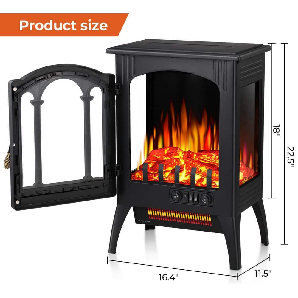 R.W.FLAME 16 in. Freestanding Electric Fireplace Stove Heater With Overheat Protection in Black (3)