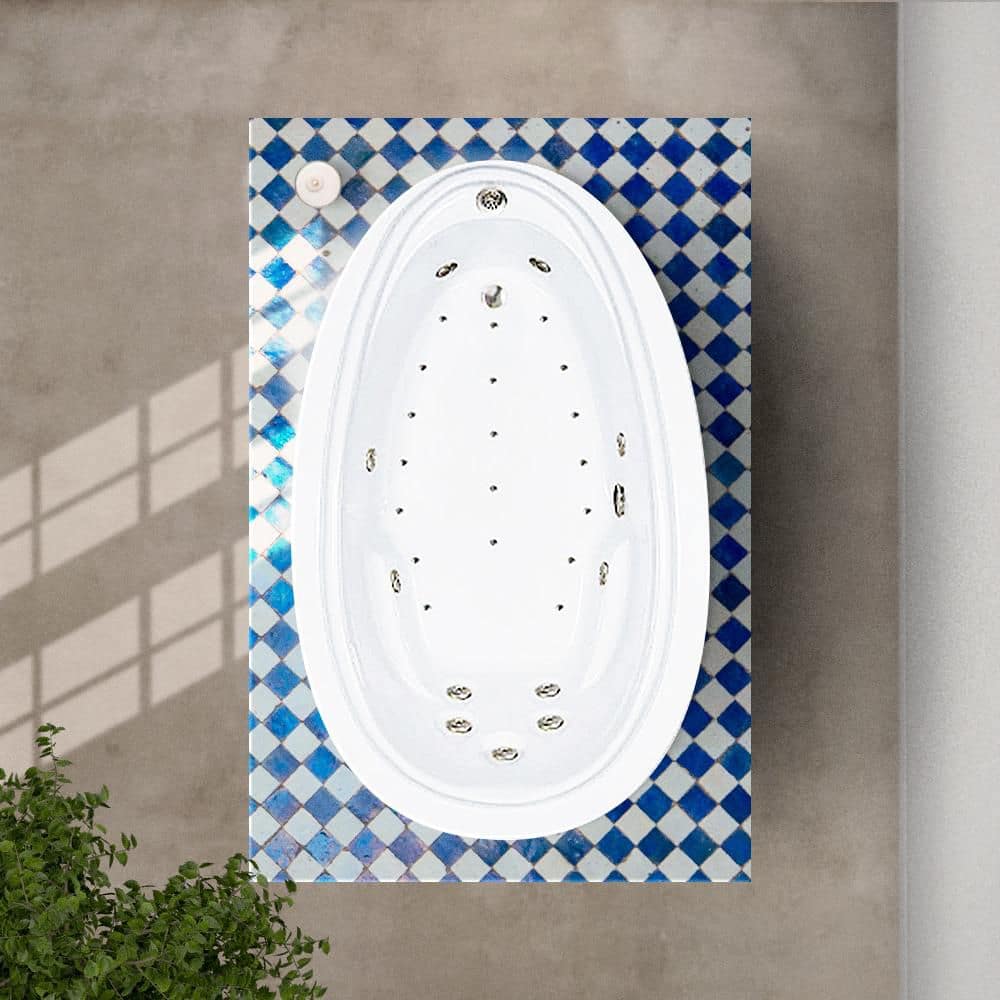 Comfortflo Premier 72 in. x 44 in. Acrylic Oval Drop-in Whirlpool and Air Bathtub with Reversible Drain in White (3)