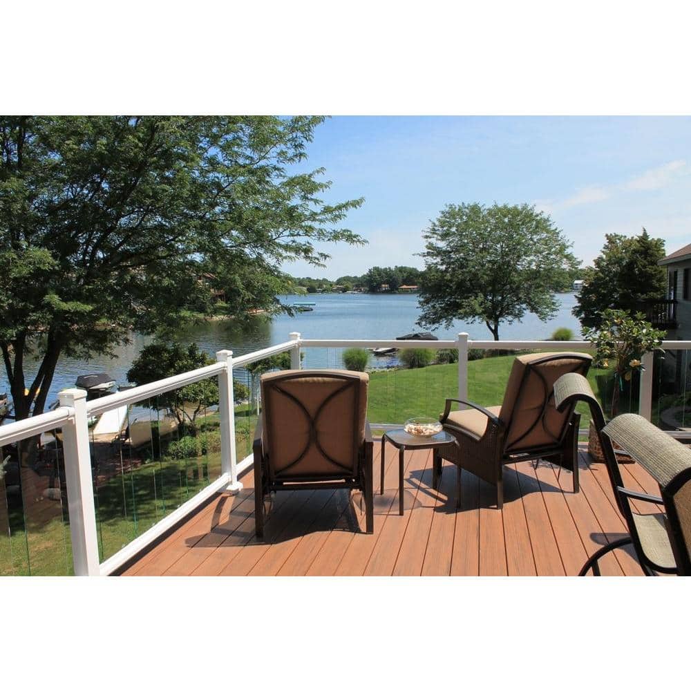 EZ Handrail Glass Railing Top and Bottom White Post Mounts (3)